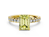 Yellow gold Fancy Yellow Emerald  Solitaire Pave Diamond Engagement Ring with Four-Prong Setting_345