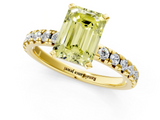 Yellow gold Fancy Yellow Emerald  Solitaire Pave Diamond Engagement Ring with Four-Prong Setting_346