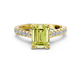 Yellow gold Fancy Yellow Emerald  Solitaire Pave Diamond Engagement Ring with Prong Setting_20
