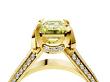 Yellow gold Fancy Yellow Emerald  Solitaire Pave Split Shank Ring with Four-Prong Setting_85