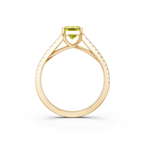 Yellow gold Fancy Yellow Emerald  Solitaire Split Shank Pavé Diamond Engagement Ring_307