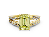 Yellow gold Fancy Yellow Emerald  Solitaire Split Shank Pavé Diamond Engagement Ring_422