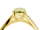Yellow gold Fancy Yellow Emerald  Solitaire Split Shank Pavé Diamond Engagement Ring_426