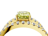 Yellow gold Fancy Yellow Emerald  Solitaire Split Shank Pave Diamond Ring_53