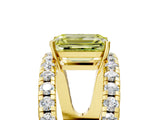 Yellow gold Fancy Yellow Emerald  Solitaire Split Shank Pave Diamond Ring_54