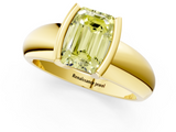 Yellow gold Fancy Yellow Emerald  Solitaire Tension Set Diamond Ring with Wide Band_21