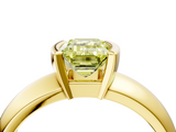 Yellow gold Fancy Yellow Emerald  Solitaire Tension Set Diamond Ring with Wide Band_24