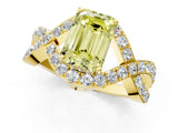 Yellow gold Fancy Yellow Emerald  Solitaire Twist Band Pavé Diamond Engagement Ring_33