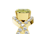 Yellow gold Fancy Yellow Emerald  Solitaire Twist Band Pavé Diamond Engagement Ring_37