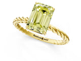 Yellow gold Fancy Yellow Emerald  Solitaire Twist Band Ring with Four-Prong Setting_69