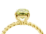 Yellow gold Fancy Yellow Emerald  Solitaire Twist Band Ring with Four-Prong Setting_72