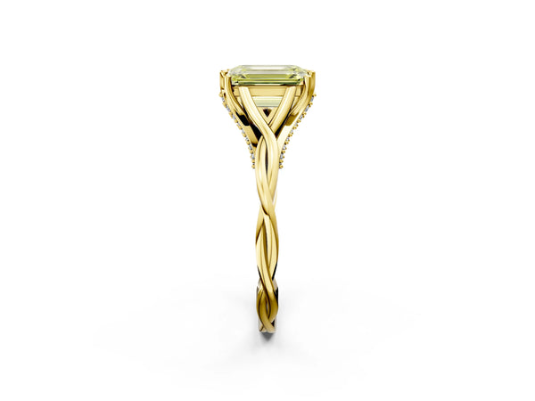 Yellow gold Fancy Yellow Emerald  Solitaire Twist Band Six-Prong Setting
