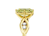 Yellow gold Fancy Yellow Emerald  Solitaire Twist Band with Leaf Prong Setting 5