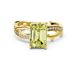 Yellow gold Fancy Yellow Emerald  Solitaire Twist Band with Pavé Accents and Four-Prong Setting_19