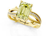Yellow gold Fancy Yellow Emerald  Solitaire Twist Band with Pavé Accents and Four-Prong Setting_20