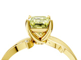 Yellow gold Fancy Yellow Emerald  Solitaire Twist Band with Pavé Accents and Four-Prong Setting_23