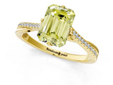 Yellow gold Fancy Yellow Emerald  Solitaire Twist Band with Pavé Diamonds and Four-Prong Setting_88