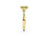 Yellow gold Fancy Yellow Emerald  Solitaire Twist Band with Pavé Diamonds and Four-Prong Setting_89