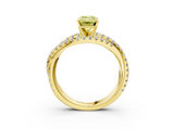 Yellow gold Fancy Yellow Emerald  Solitaire Twist Band with Pavé Setting and Four-Prong Setting_119