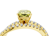 Yellow gold Fancy Yellow Emerald  Solitaire Twist Band with Pavé Setting and Four-Prong Setting_120