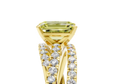 Yellow gold Fancy Yellow Emerald  Solitaire Twist Band with Pavé Setting and Four-Prong Setting_121