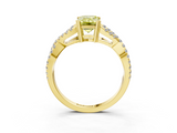 Yellow gold Fancy Yellow Emerald  Solitaire Twist Band with Pavé Setting and Four-Prong Setting_36