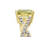 Yellow gold Fancy Yellow Emerald  Solitaire Twist Band with Pavé Setting and Four-Prong Setting_38