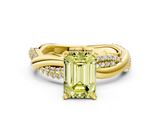 Yellow gold Fancy Yellow Emerald  Solitaire Twist Band with Pave Prong Setting_70