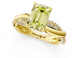Yellow gold Fancy Yellow Emerald  Solitaire Twist Band with Pave Prong Setting_71