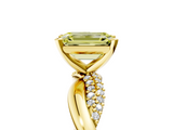 Yellow gold Fancy Yellow Emerald  Solitaire Twist Band with Pave Prong Setting_75