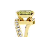 Yellow gold Fancy Yellow Emerald  Solitaire Twist Band with Pave Set Diamonds and Four-Prong Setting_131