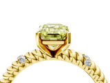 Yellow gold Fancy Yellow Emerald  Solitaire Twisted Band Prong Set Engagement Ring_86