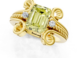 Yellow gold Fancy Yellow Emerald  Solitaire Twisted Band Scroll Prong Ring_4