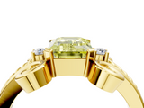 Yellow gold Fancy Yellow Emerald  Solitaire Twisted Band Scroll Prong Ring_7