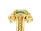 Yellow gold Fancy Yellow Emerald  Solitaire Twisted Band Scroll Prong Ring_8
