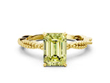 Yellow gold Fancy Yellow Emerald  Solitaire Twisted Band with Bead Prong Setting_302
