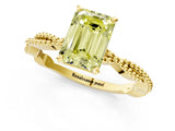 Yellow gold Fancy Yellow Emerald  Solitaire Twisted Band with Bead Prong Setting_303