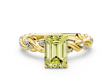 Yellow gold Fancy Yellow Emerald  Solitaire Twisted Band with Pavé Accents and Four-Prong Setting_3