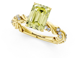 Yellow gold Fancy Yellow Emerald  Solitaire Twisted Band with Pavé Accents and Four-Prong Setting_4