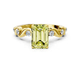 Yellow gold Fancy Yellow Emerald  Solitaire Twisted Band with Prong Setting 1