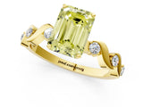 Yellow gold Fancy Yellow Emerald  Solitaire Twisted Band with Prong Setting 2