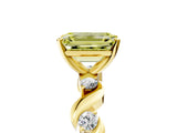 Yellow gold Fancy Yellow Emerald  Solitaire Twisted Band with Prong Setting
