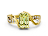 Yellow gold Fancy Yellow Emerald  Solitaire Twisted Band with Prong Setting_3