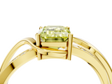 Yellow gold Fancy Yellow Emerald  Solitaire Twisted Band with Prong Setting_7