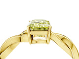 Yellow gold Fancy Yellow Emerald  Solitaire Twisted Pave Diamond Ring with Four-Prong Setting_16