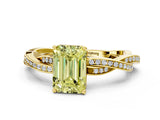 Yellow gold Fancy Yellow Emerald  Solitaire Twisted Pave Diamond Ring with Four-Prong Setting_81