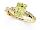 Yellow gold Fancy Yellow Emerald  Solitaire Twisted Pave Diamond Ring with Four-Prong Setting_82