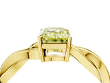 Yellow gold Fancy Yellow Emerald  Solitaire Twisted Pave Diamond Ring with Four-Prong Setting_85