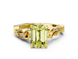 Yellow gold Fancy Yellow Emerald  Solitaire Vine Band with Milgrain Prong Setting_3