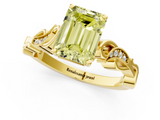 Yellow gold Fancy Yellow Emerald  Solitaire Vine Band with Milgrain Prong Setting_4